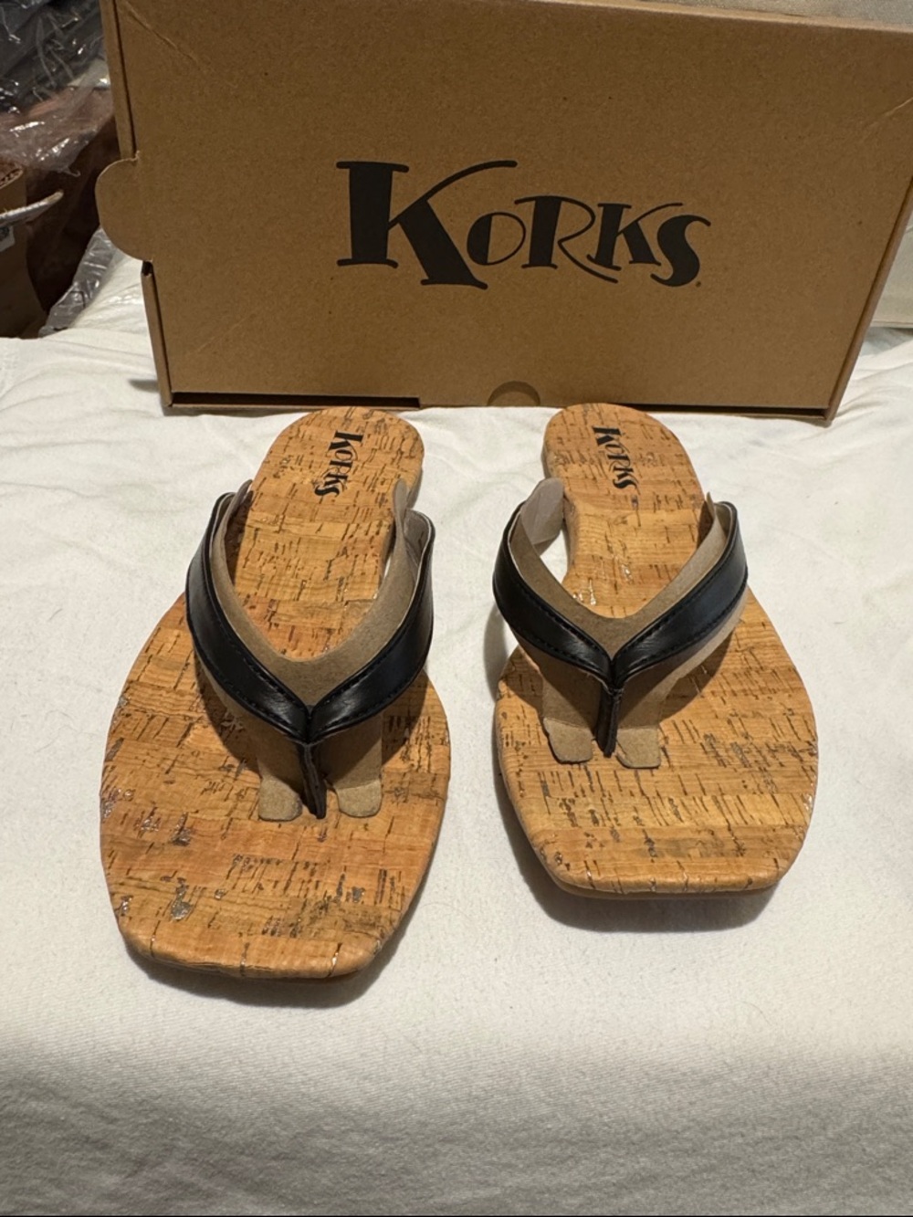 NIB Korks black flip flop size 9.